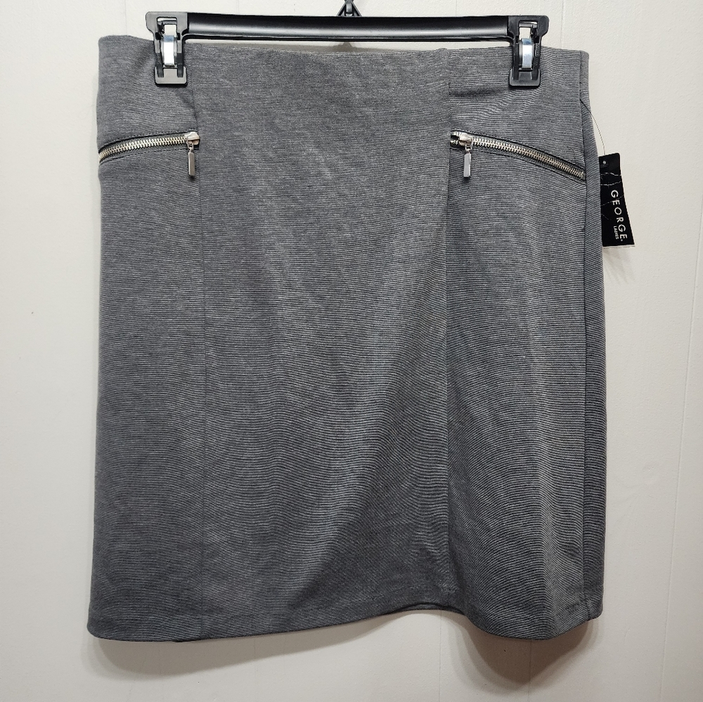 NWT George Skirt Large Size 12‎ - 14  A-Line Gray Casual Office B552